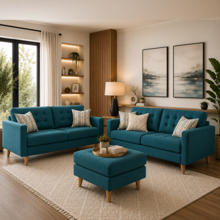 Ensemble Canapés 3 + 2 places avec pouf gratuit Danic