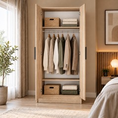 Armoire OSLO 80 cm – 2 Portes Battantes | Plusieurs Coloris au Choix