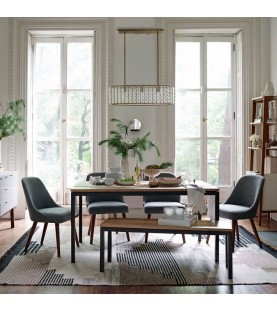 Salle à manger Ensemble table à manger + 4 chaises + banquette Style industriel Texas