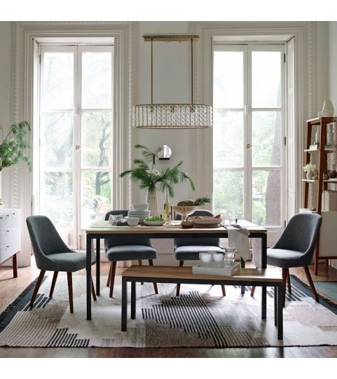 Salle à manger Ensemble table à manger + 4 chaises + banquette Style industriel Texas